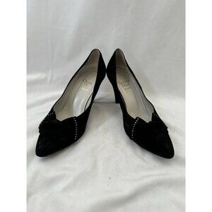 Christian Dior Women's Shoes Stiletto Heels Rhinestone Black Bow Size 5.5